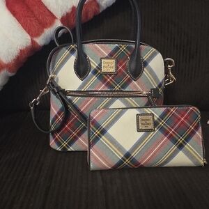 Dooney & Bourke Multicolor Plaid Satchel and Wallet